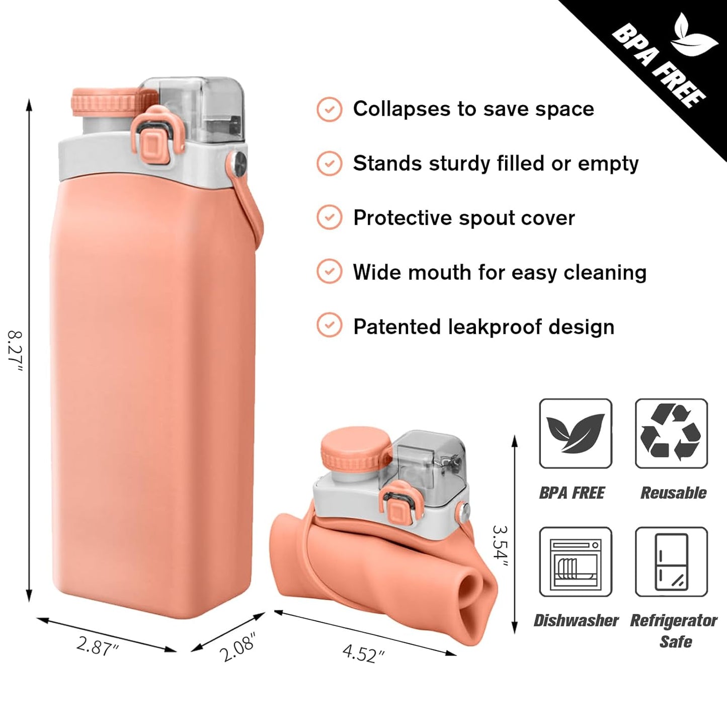 Mini Foldable Water Bottle With Straw