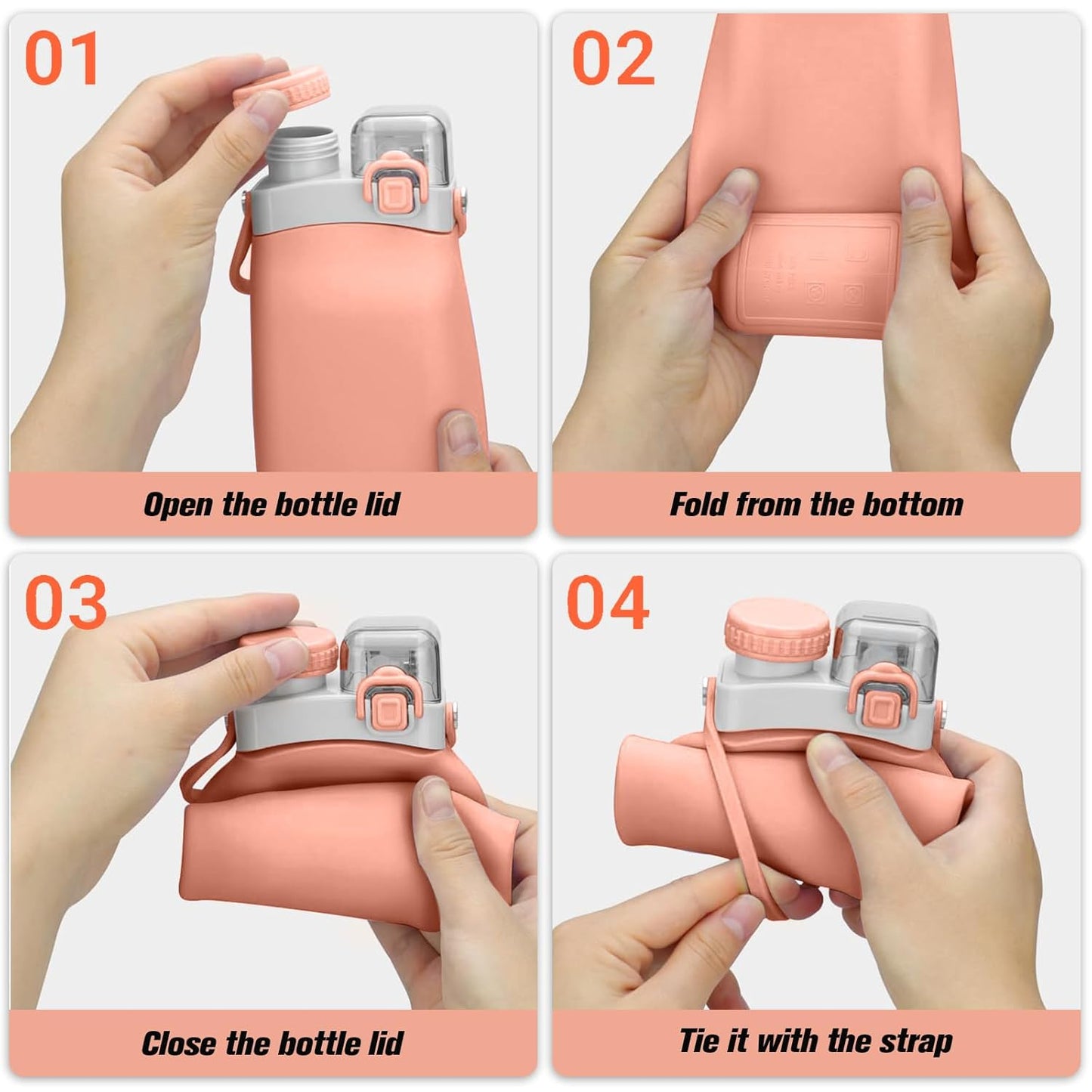 Mini Foldable Water Bottle With Straw